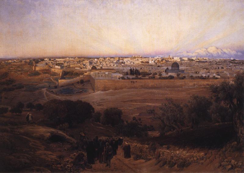 Gustav Bauernfeind Jerusalem from the Mount of Olives. oil painting picture